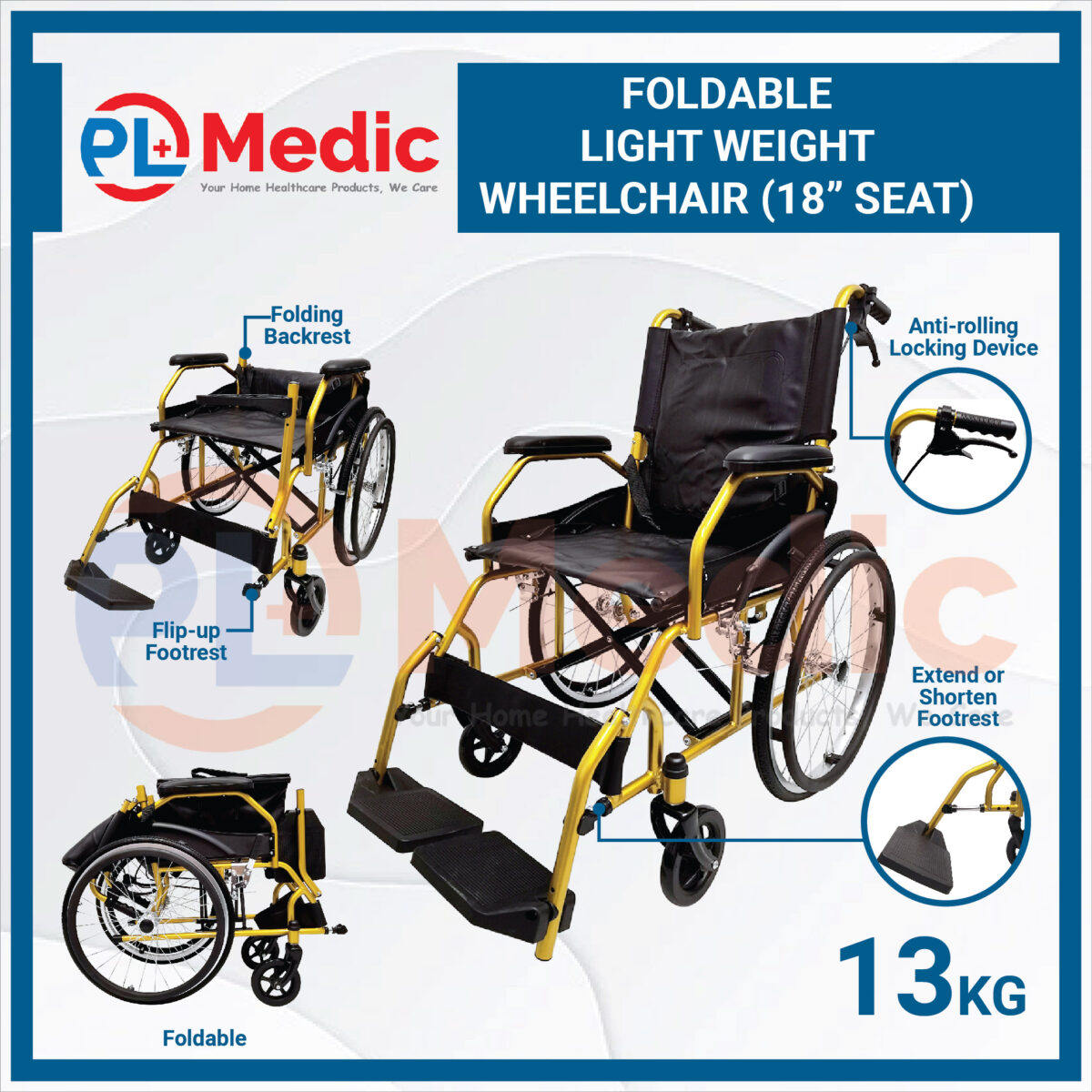 Foldable Light Weight Wheelchair PL Science Medic