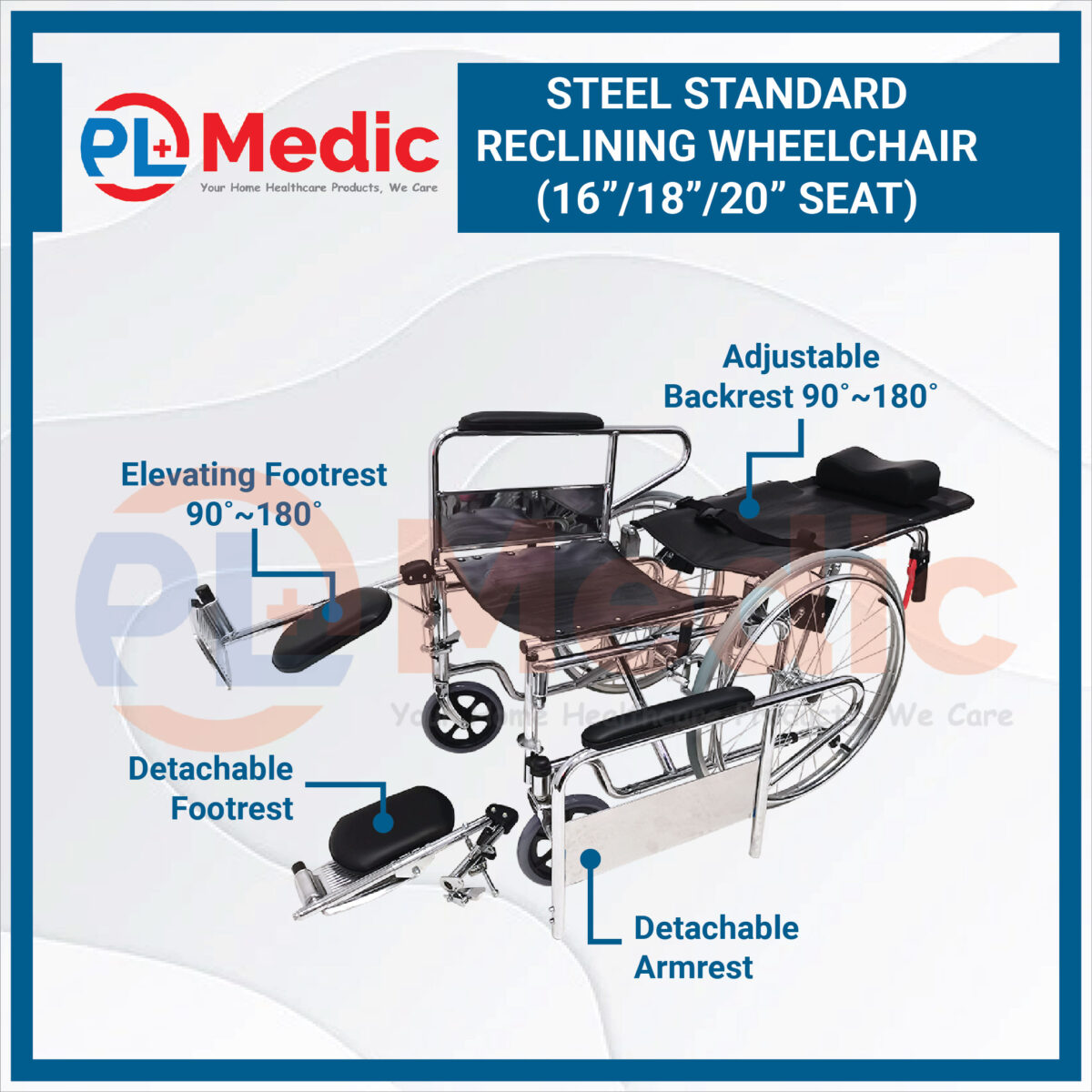 Steel Standard Reclining Wheelchair PL Science Medic