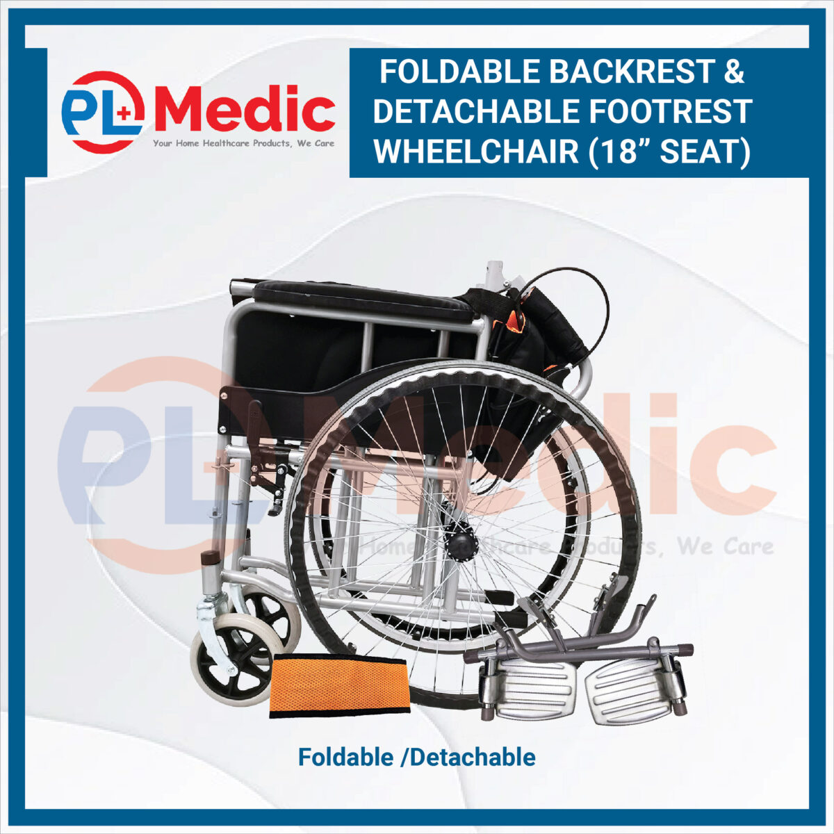 Foldable Backrest Detachable Footrest Wheelchair PL Science Medic