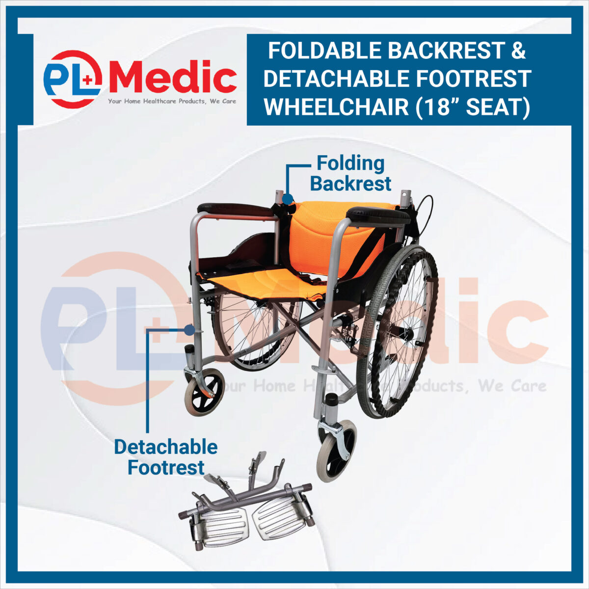 Foldable Backrest Detachable Footrest Wheelchair PL Science Medic