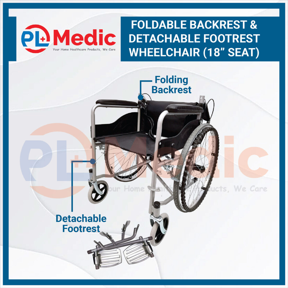 Foldable Backrest Detachable Footrest Wheelchair PL Science Medic