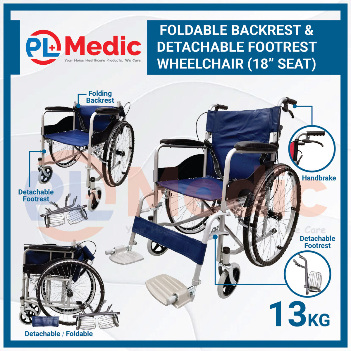 Foldable Backrest Detachable Footrest Wheelchair PL Science Medic