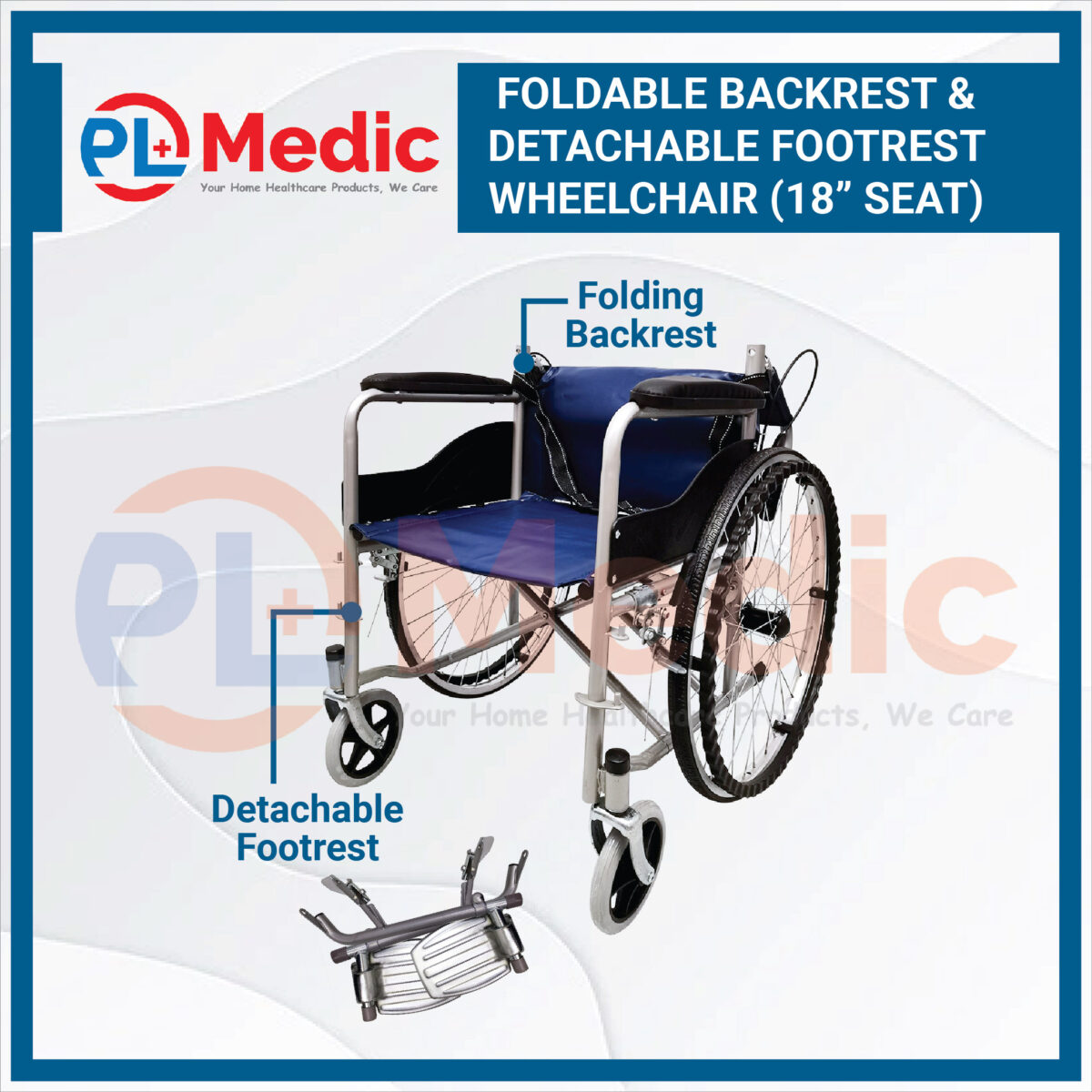 Foldable Backrest Detachable Footrest Wheelchair PL Science Medic