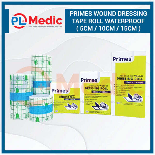 Primes Wound Dressing Tape Roll Waterproof PL Science Medic