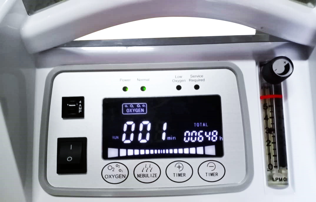 Oxygen concentrator control panel