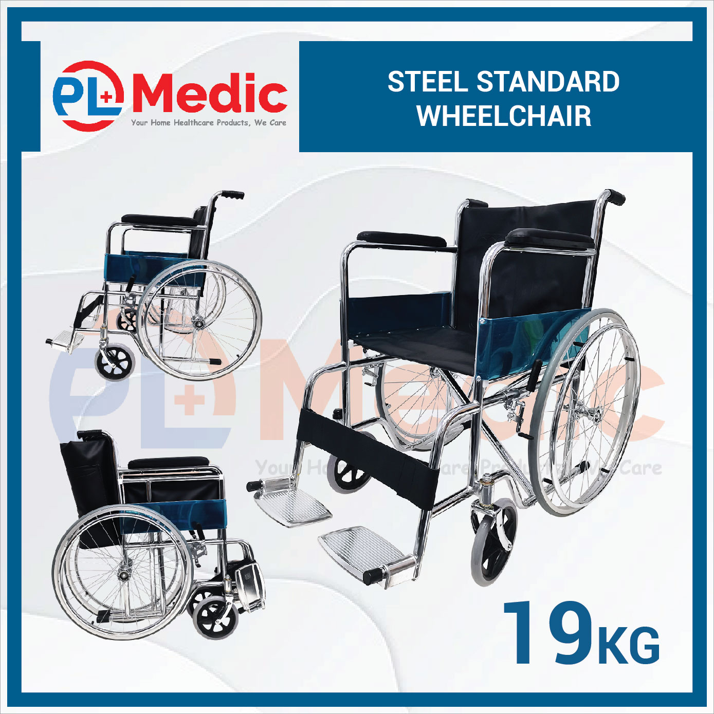 STEEL STANDARD WHEELCHAIR ( 18" SEAT ) - PL Science Medic